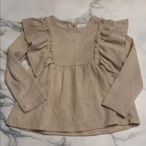 NWOT Zara Kids Gold Ruffle Sleeve Top 3-4 Years Old